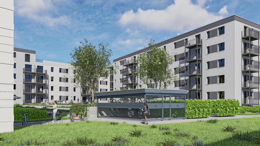Blick in den Innenhof der Immobilie: WETTINER CITY SUITES (Foto)